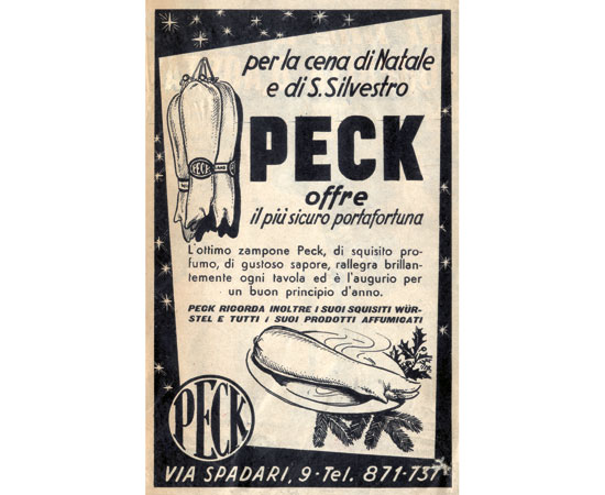 Peck’s Christmas advertising on a newspaper